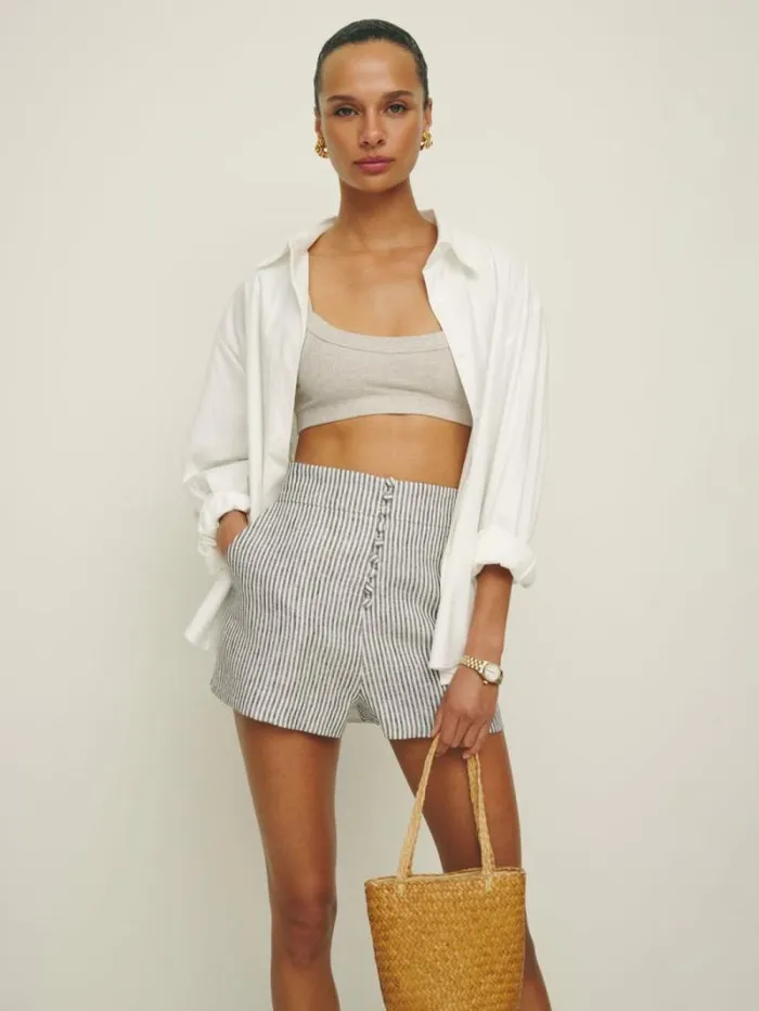 The Reformation Baylor Linen Short Vineyard 8211 Clothing
