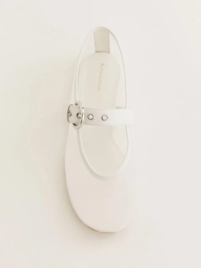 The Reformation Bethany Ballet Flat White Mesh 8211 Shoes