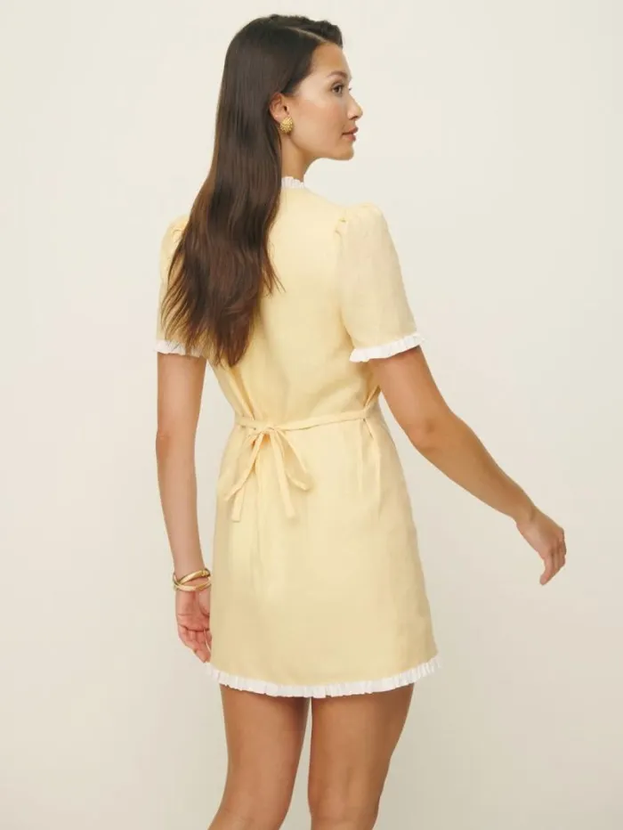 The Reformation Breslyn Linen Dress Parmesan 8211 Clothing