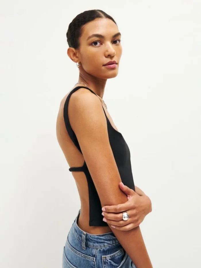 The Reformation Cairo Knit Top Black 8211 Clothing