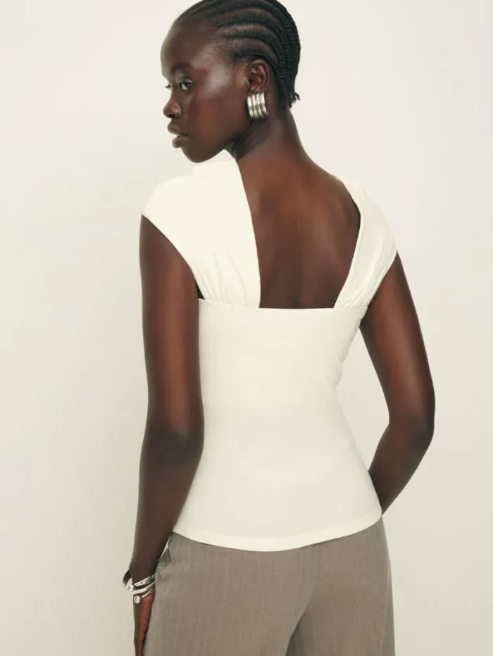 The Reformation Carmina Knit Top Fior Di Latte 8211 Clothing