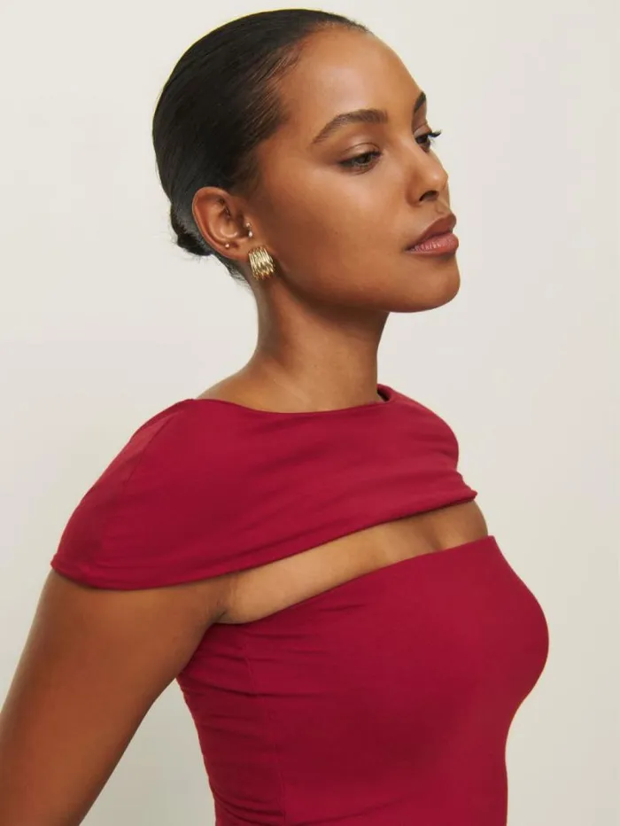 The Reformation Carmina Knit Top Sangre 8211 Clothing