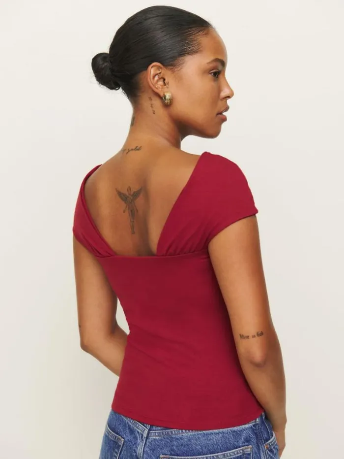 The Reformation Carmina Knit Top Sangre 8211 Clothing