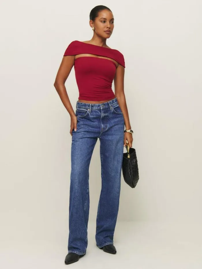 The Reformation Carmina Knit Top Sangre 8211 Clothing