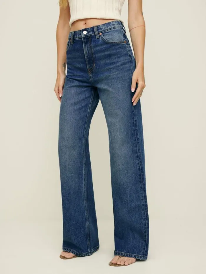 The Reformation Cary Stretch High Rise Slouchy Wide Leg Jeans Icarian 8211 Clothing