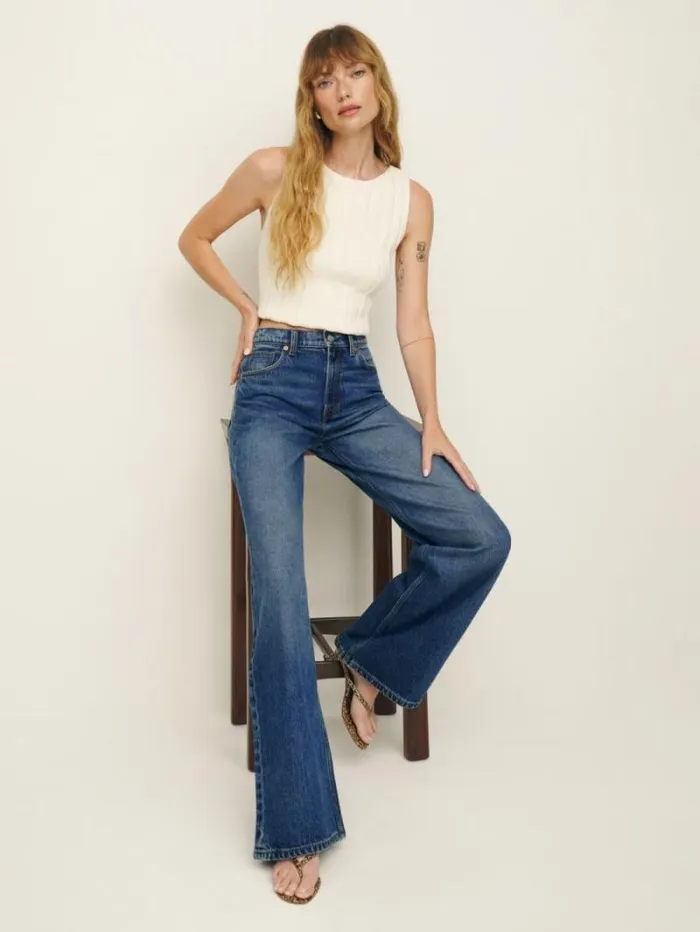 The Reformation Cary Stretch High Rise Slouchy Wide Leg Jeans Icarian 8211 Clothing