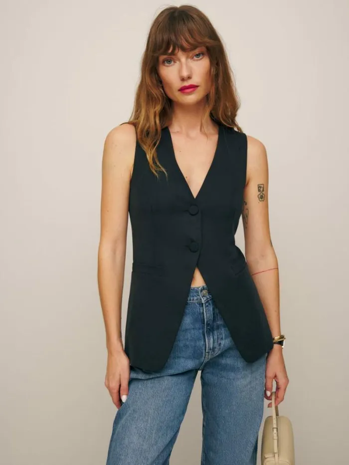 The Reformation Casey Vest Black 8211 Clothing
