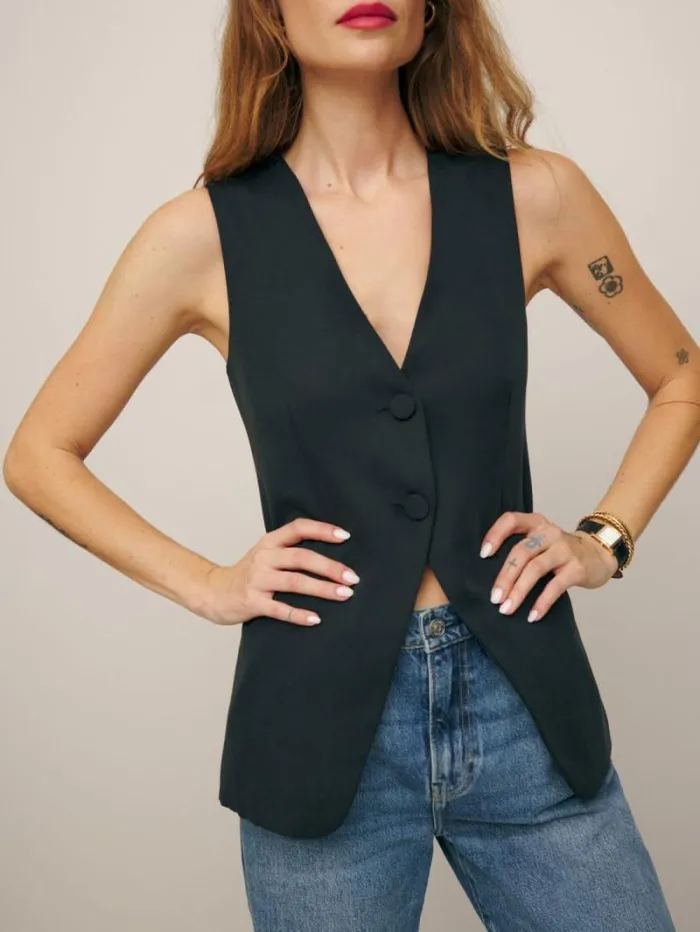 The Reformation Casey Vest Black 8211 Clothing
