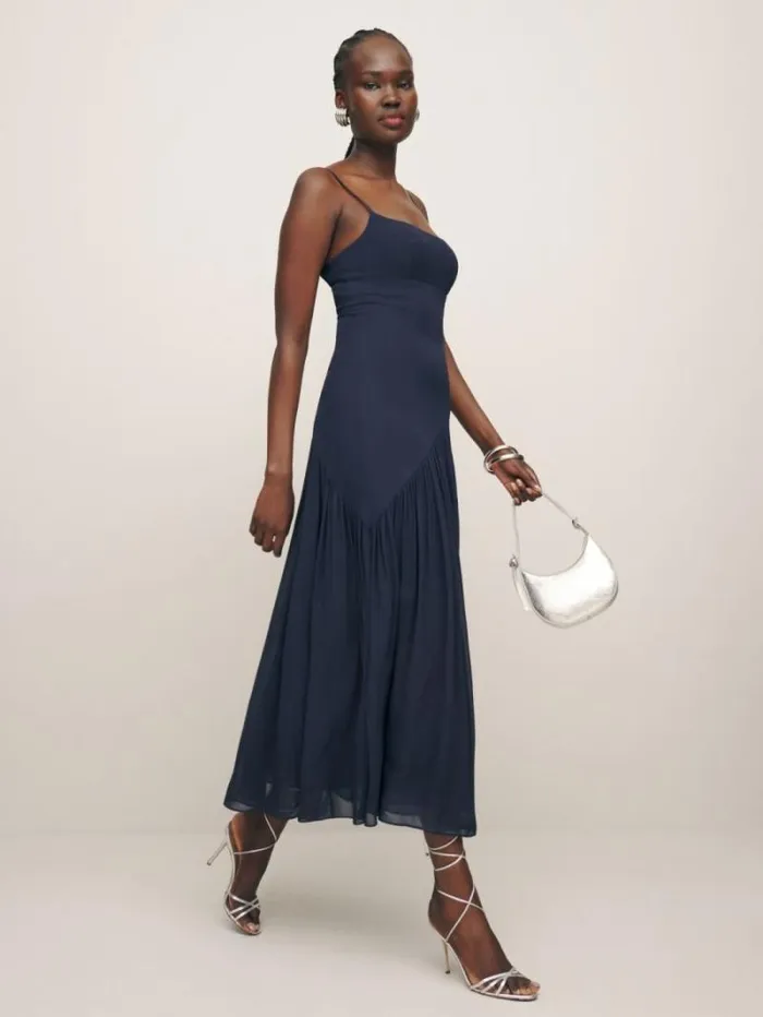 The Reformation Catana Dress Navy 8211 ClothingWeddings