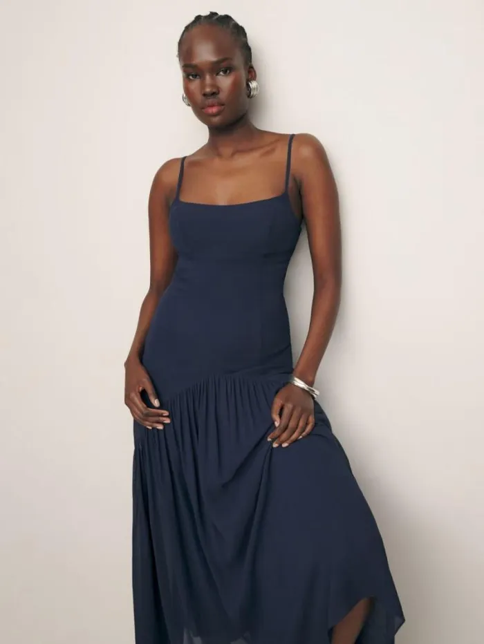 The Reformation Catana Dress Navy 8211 ClothingWeddings