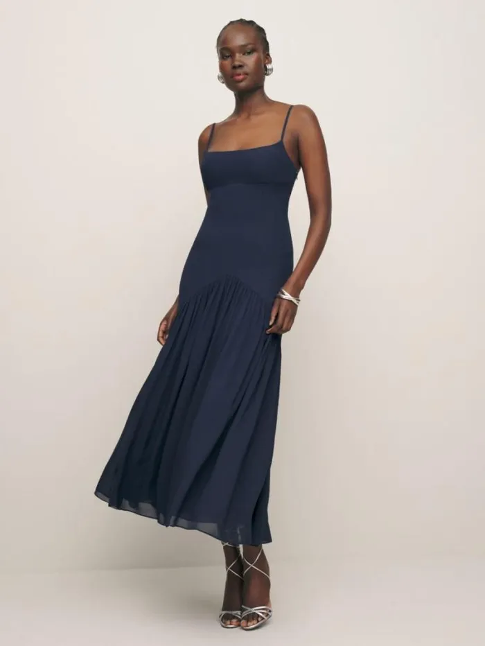 The Reformation Catana Dress Navy 8211 ClothingWeddings