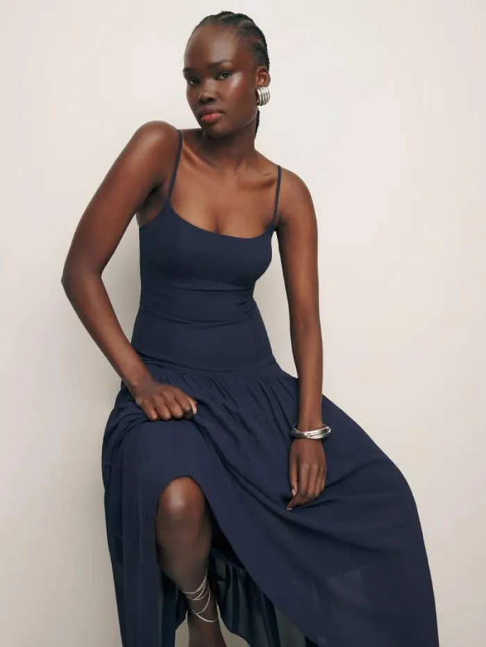 The Reformation Catana Dress Navy 8211 ClothingWeddings