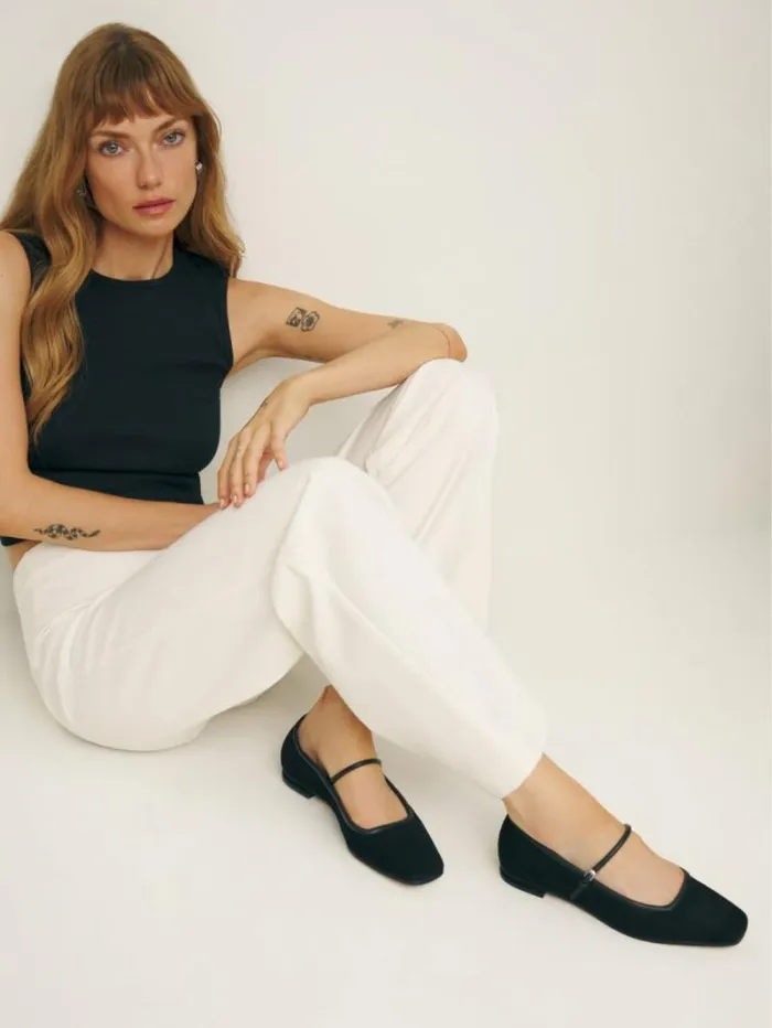 The Reformation Charlie Ballet Flat Black Suede 8211 Shoes