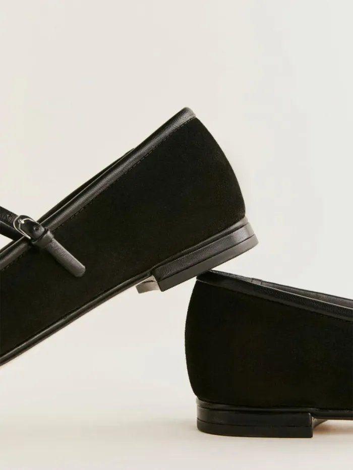 The Reformation Charlie Ballet Flat Black Suede 8211 Shoes