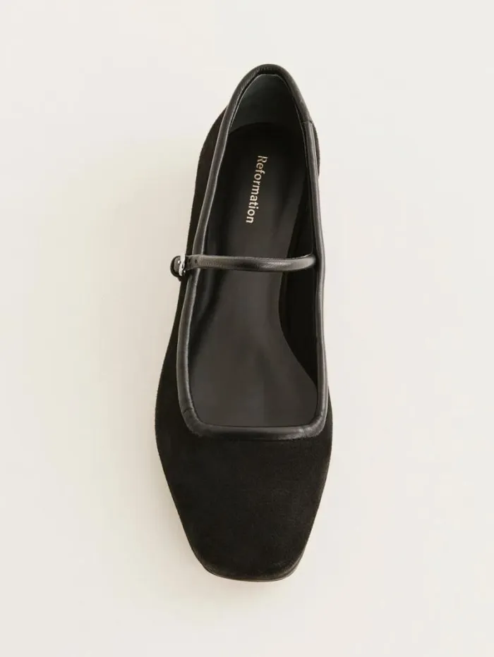 The Reformation Charlie Ballet Flat Black Suede 8211 Shoes