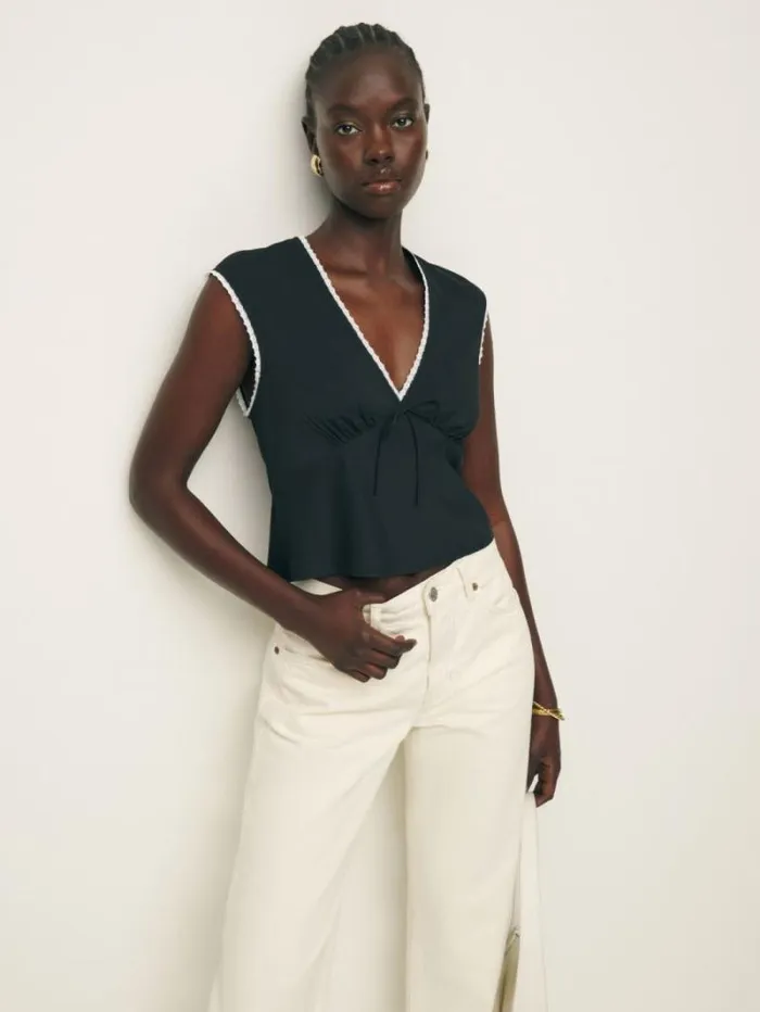 The Reformation Cherry Top Black 8211 Clothing