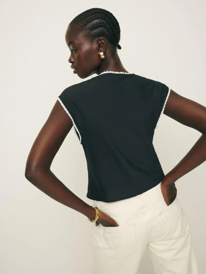 The Reformation Cherry Top Black 8211 Clothing