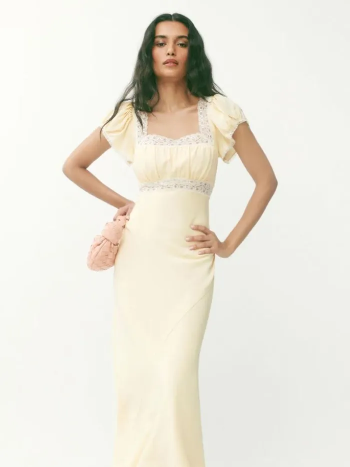 The Reformation Clarisse Silk Dress Sugar 8211 Clothing
