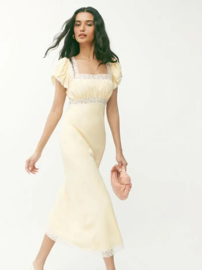 The Reformation Clarisse Silk Dress Sugar 8211 Clothing