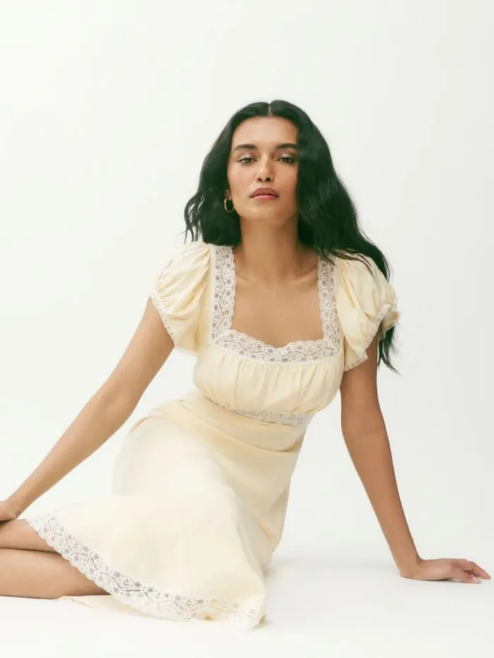 The Reformation Clarisse Silk Dress Sugar 8211 Clothing