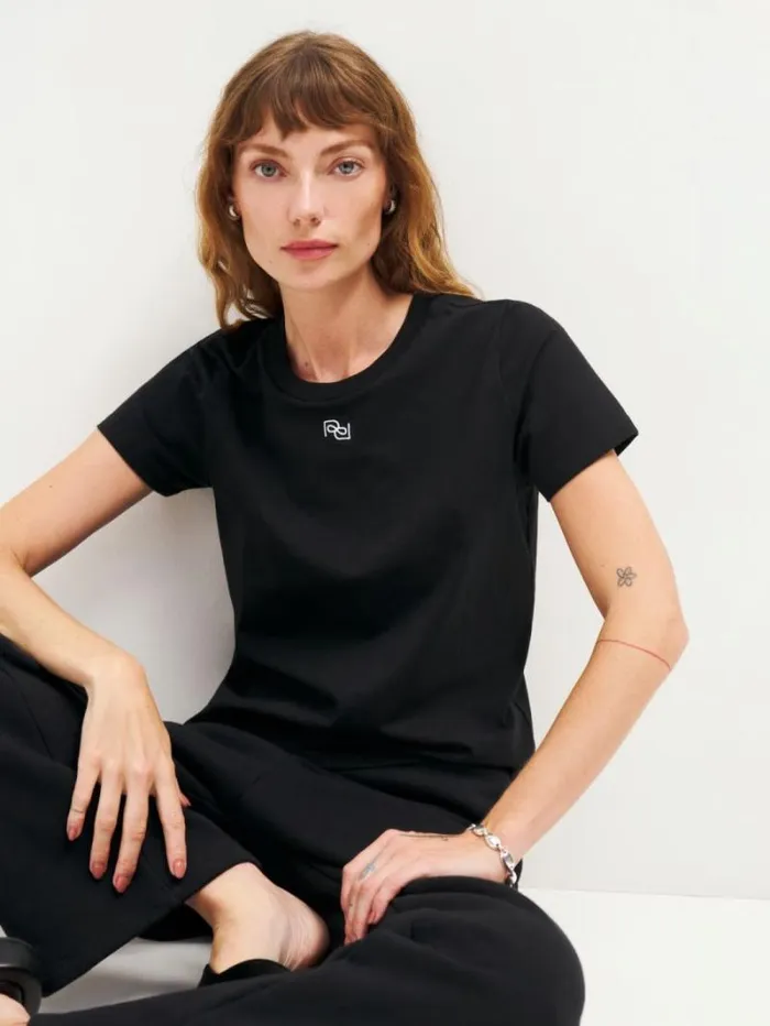 The Reformation Classic Crew Tee Logo Black 8211 Clothing