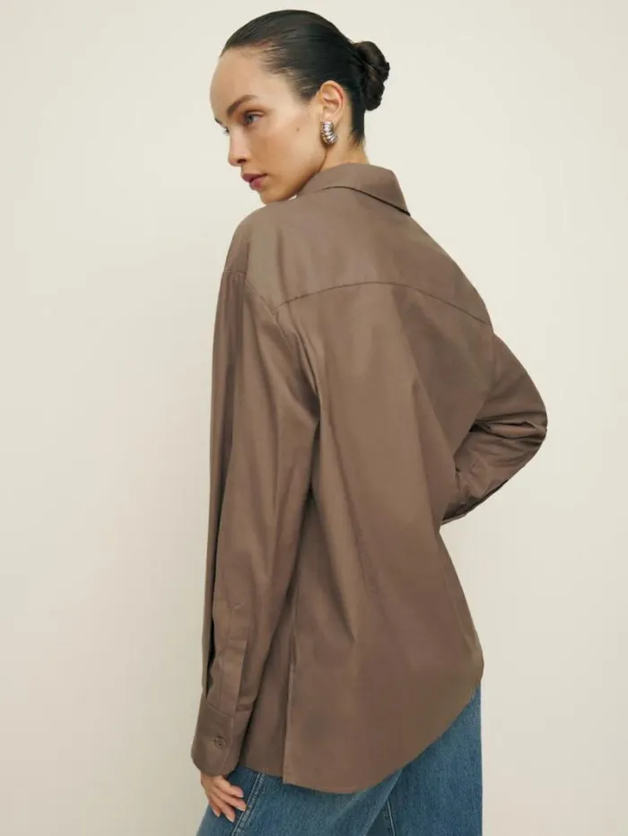 The Reformation Collins Shirt Mushroom 8211 Clothing