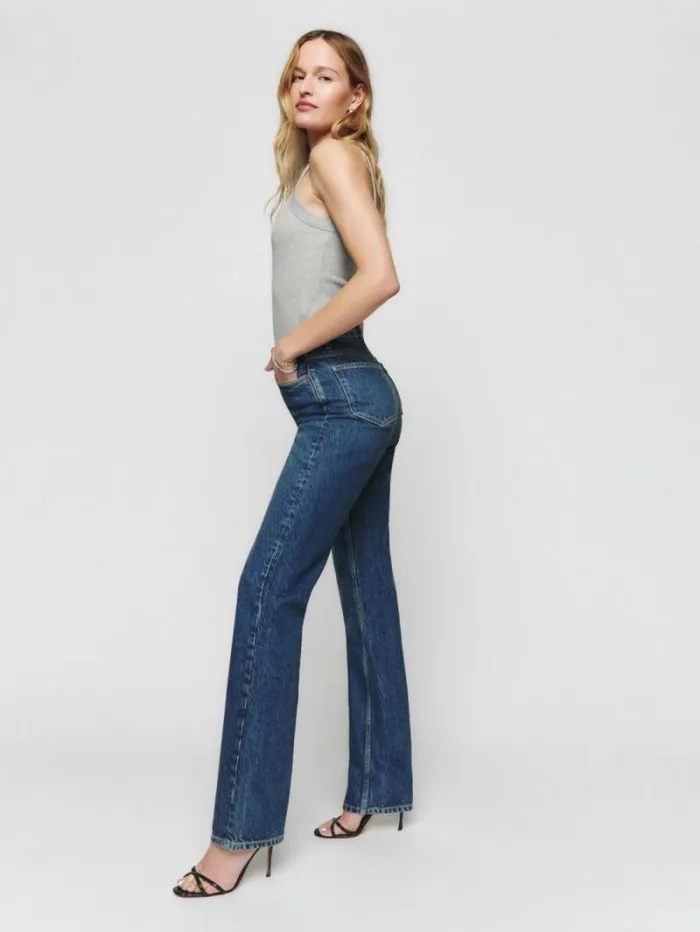 The Reformation Cynthia High Rise Straight Long Jeans Lanier 8211 Clothing