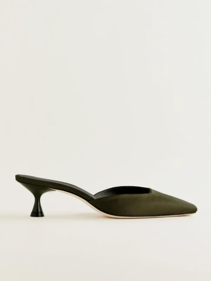 The Reformation Daniela Kitten Mule Pickle Satin 8211 Shoes