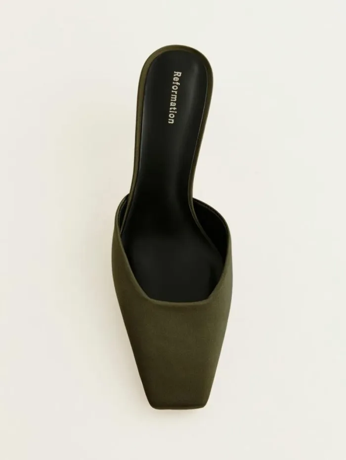 The Reformation Daniela Kitten Mule Pickle Satin 8211 Shoes