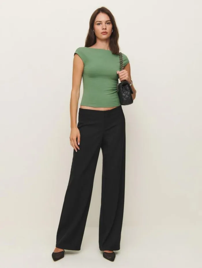 The Reformation Darra Knit Top Bottle Green 8211 Clothing