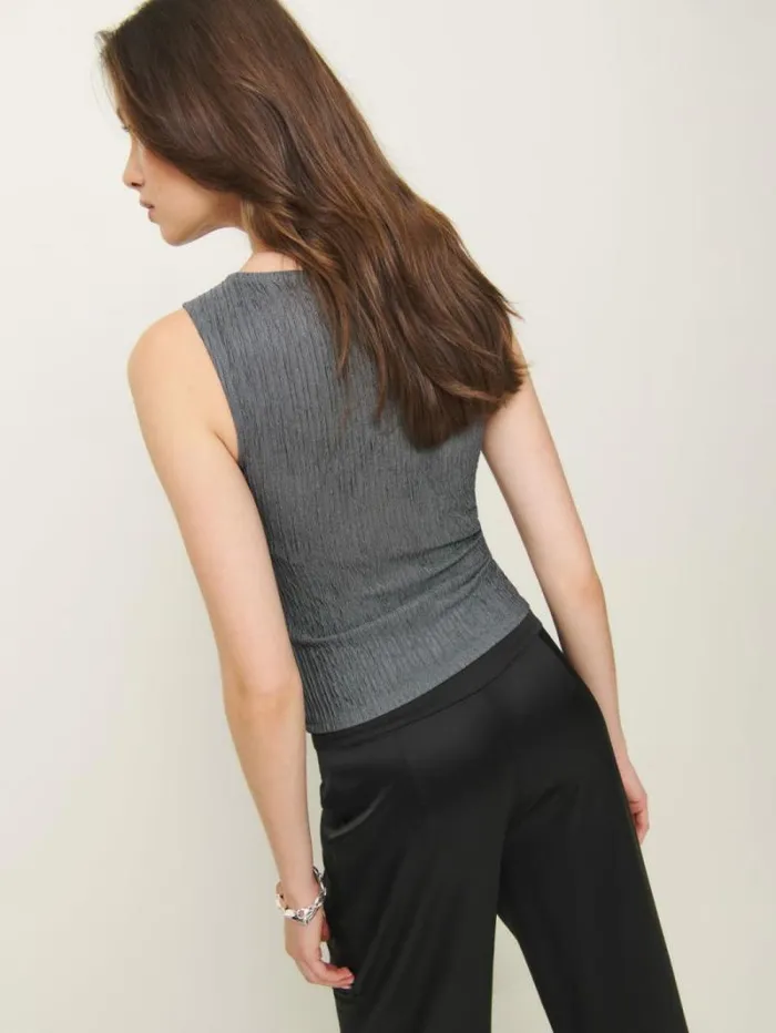 The Reformation Dusk Knit Top Graphite 8211 Clothing