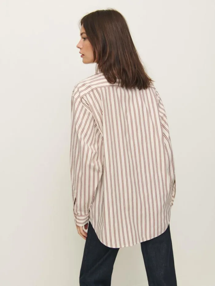 The Reformation Eli Oversized Shirt August Stripe 8211 Clothing