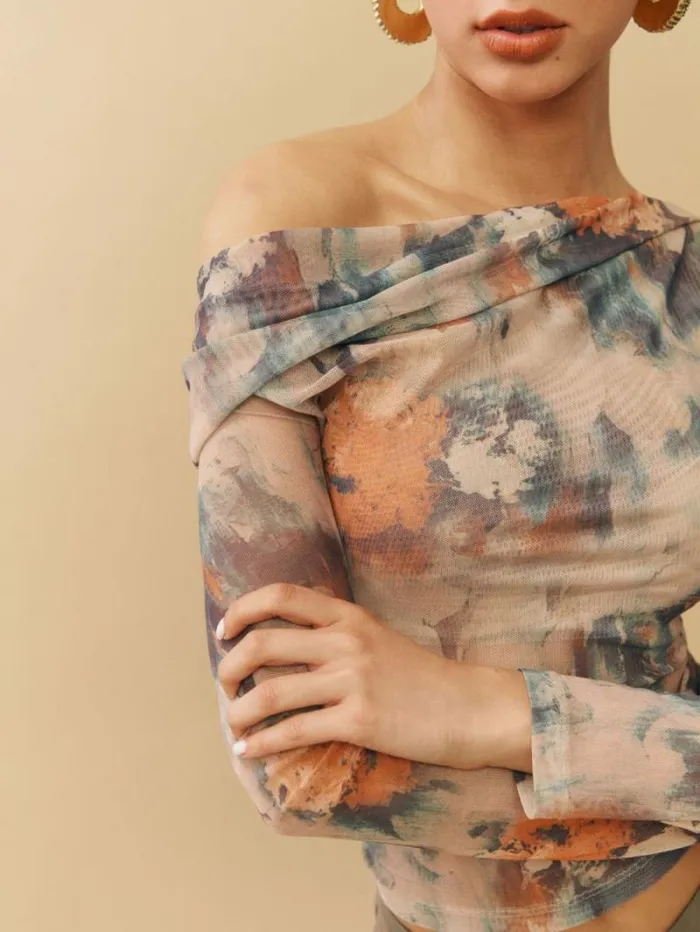 The Reformation Elio Knit Top Reflection 8211 Clothing