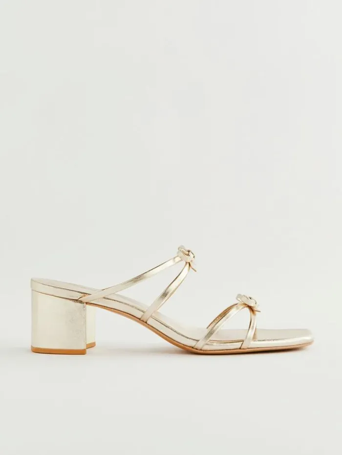 The Reformation Elodie Block Heeled Sandal Gold 8211 WeddingsShoes
