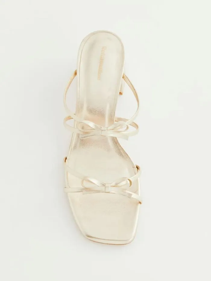 The Reformation Elodie Block Heeled Sandal Gold 8211 WeddingsShoes