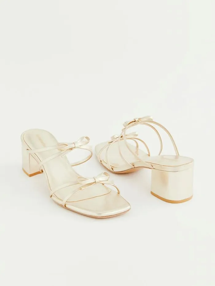 The Reformation Elodie Block Heeled Sandal Gold 8211 WeddingsShoes