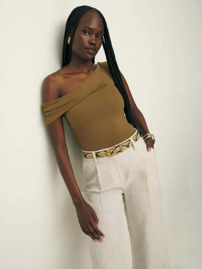 The Reformation Eve Knit Top Bronze 8211 Clothing