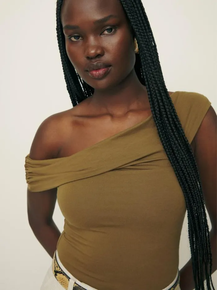 The Reformation Eve Knit Top Bronze 8211 Clothing