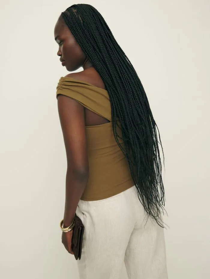 The Reformation Eve Knit Top Bronze 8211 Clothing