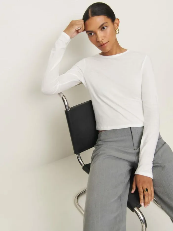 The Reformation Ezra Slim Fit Long Sleeve White 8211 Clothing