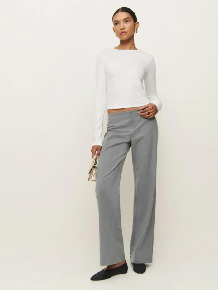 The Reformation Ezra Slim Fit Long Sleeve White 8211 Clothing