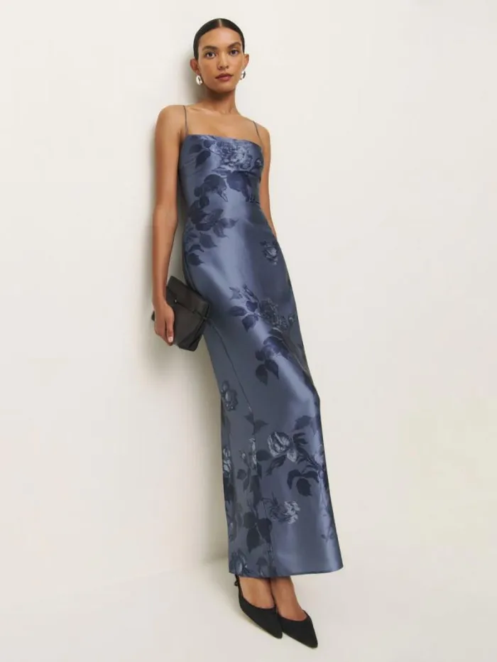 The Reformation Frankie Silk Dress Trieste Border 8211 ClothingWeddings