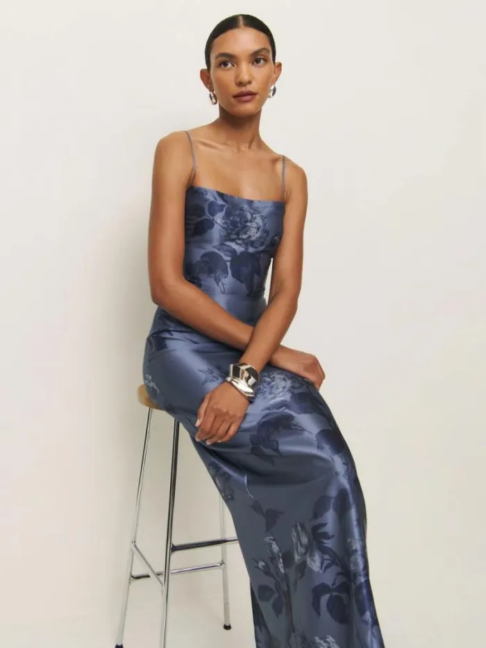 The Reformation Frankie Silk Dress Trieste Border 8211 ClothingWeddings