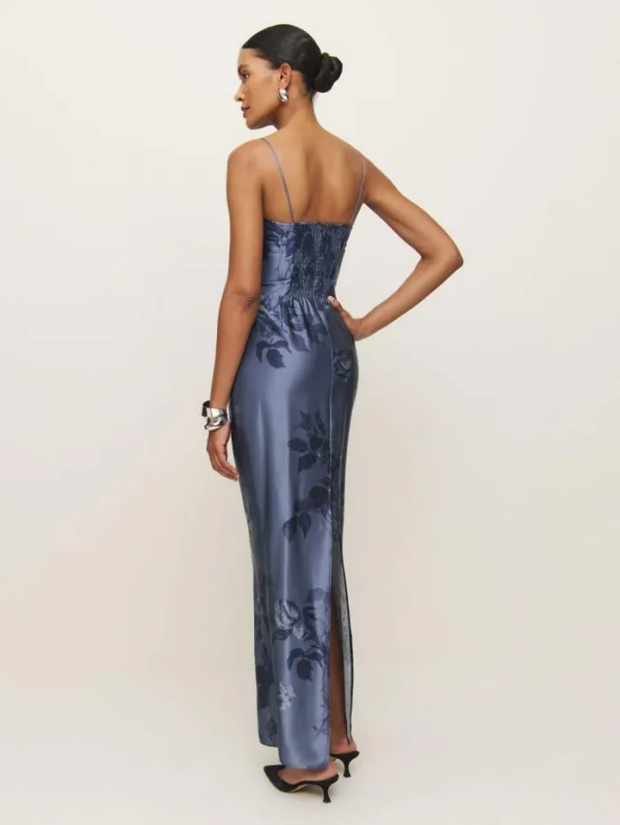 The Reformation Frankie Silk Dress Trieste Border 8211 ClothingWeddings
