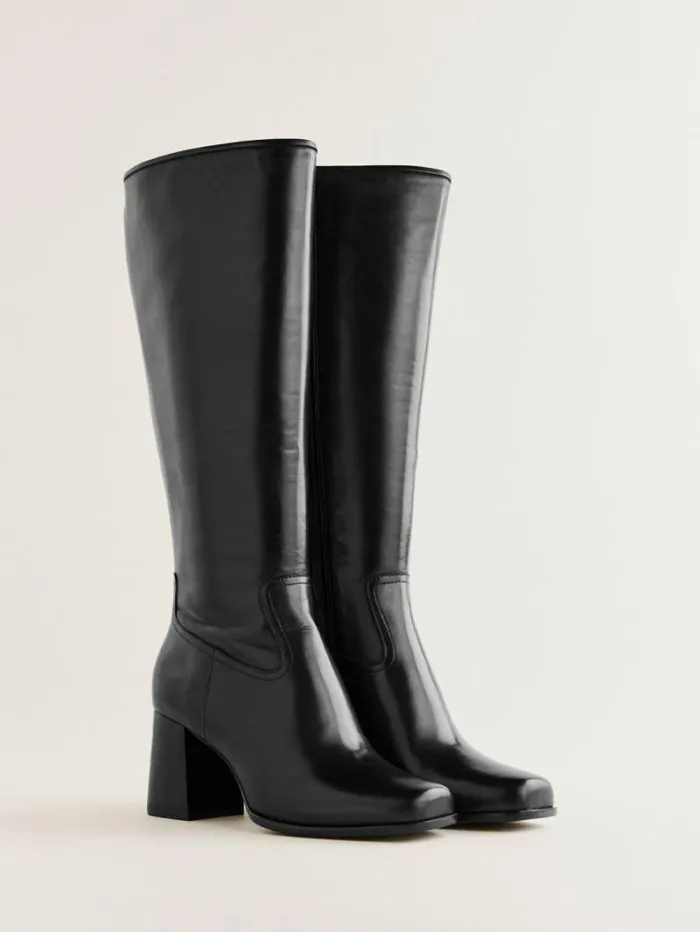 The Reformation Frederique Knee High Boot Black Leather 8211 Shoes