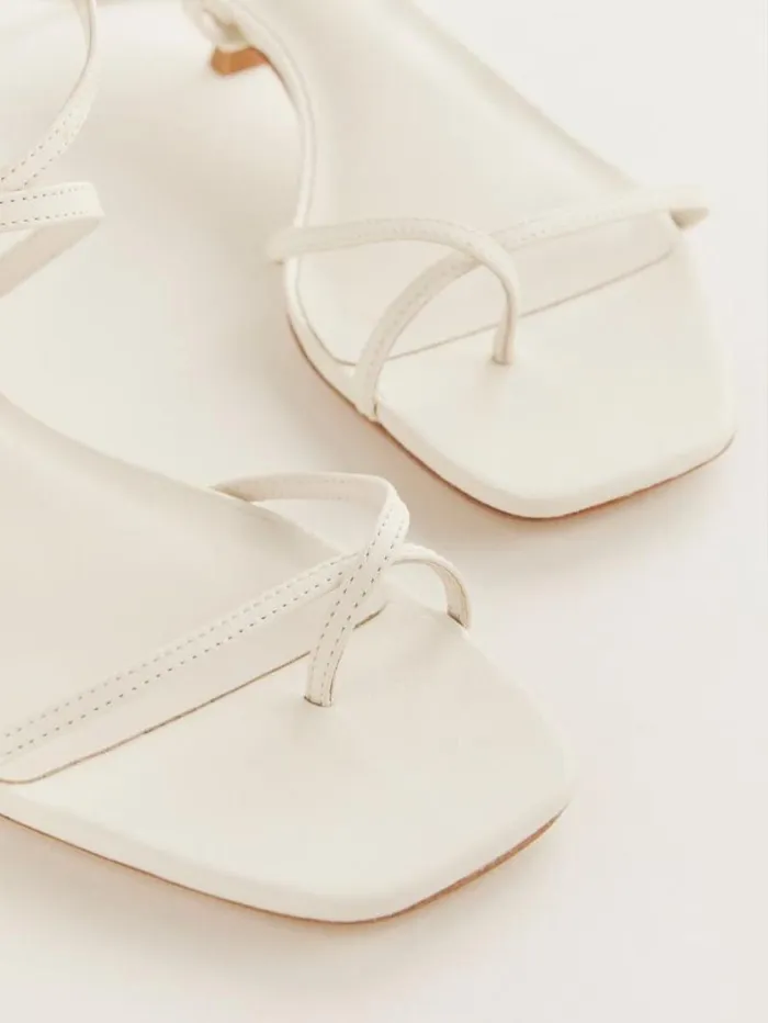 The Reformation Georgia Kitten Heeled Sandal Almond Leather 8211 Shoes