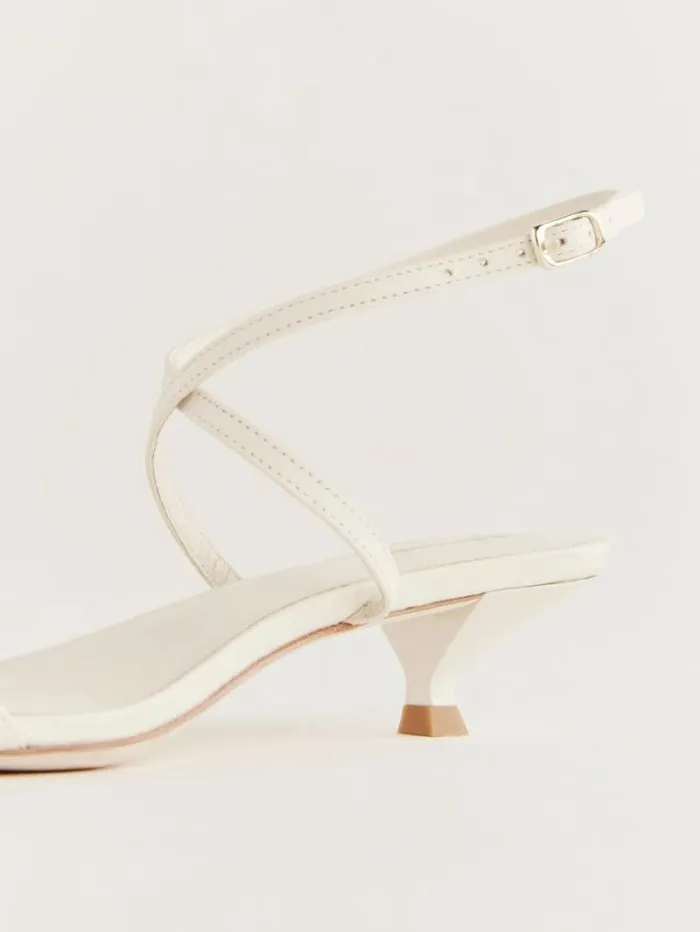 The Reformation Georgia Kitten Heeled Sandal Almond Leather 8211 Shoes