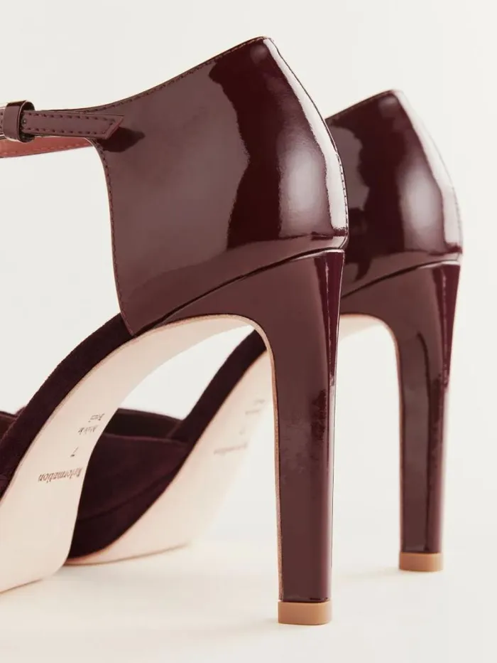 The Reformation Gloria Heeled Platform Sandal Ruby Patent Suede 8211 WeddingsShoes