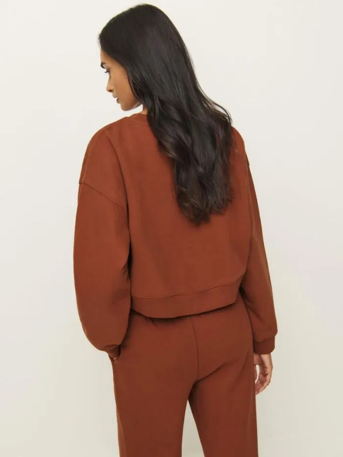 The Reformation Grace Cropped Vintage Oversized Crewneck Sweatshirt Fig Jam 8211 Clothing