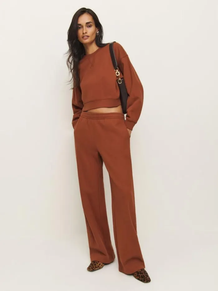 The Reformation Grace Cropped Vintage Oversized Crewneck Sweatshirt Fig Jam 8211 Clothing